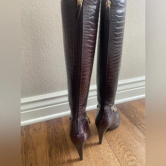 Celine Chocolate Brown Crocodile Boots With Chain - Picture 4 of 7